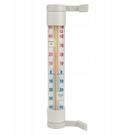 VERGIONIC Termometr okienny biały PRZYKLEJANY DUŻY 26,5 cm